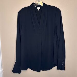 Pleione Black Long Sleeve Sheer Relaxed Blouse Size Small